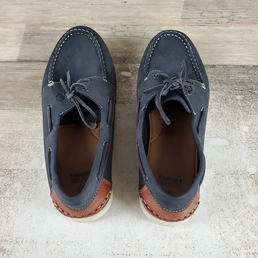 Johnston & Murphy Zeke Kids Boat Shoes Sz 7 M Navy Oild Nubuck Sneakers